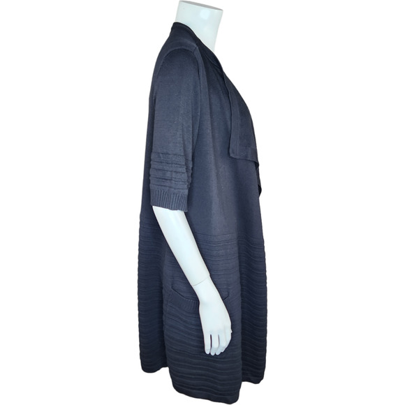 Isaac MIzrahi Live! Cascade-Front Sweater Cardigan Short Sleeve Black Small NWOT - Picture 10 of 14